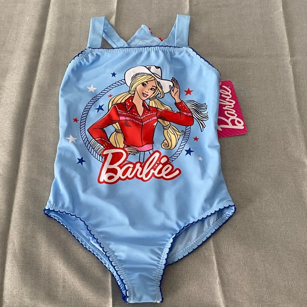 Barbie Girls Light Blue Kids Swimwear with Red Accents